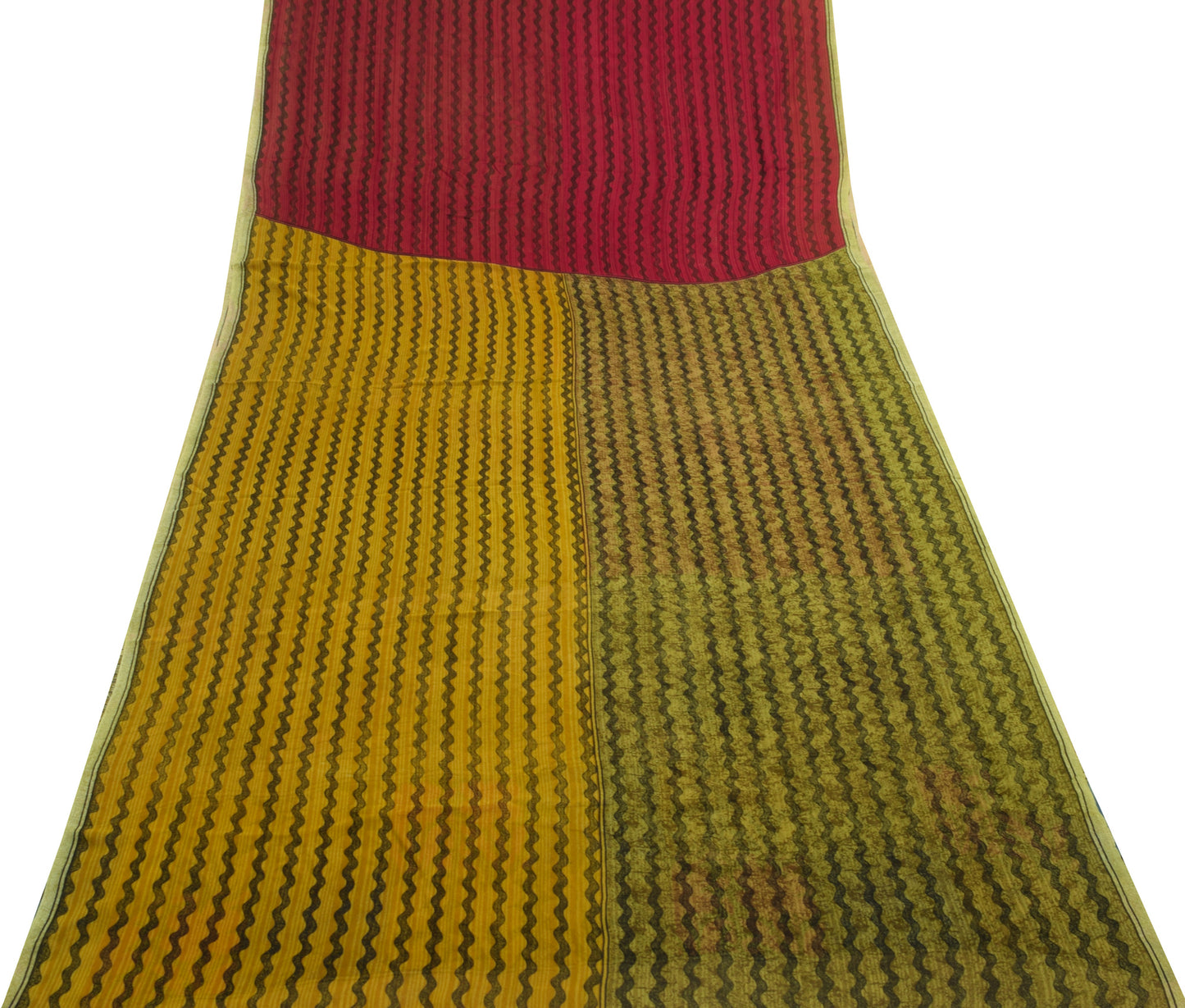 Sushila Vintage Saree 100% Pure Georgette Silk Laheriya Printed Craft Fabric