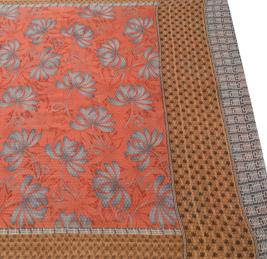 Sushila Vintage Saree Floral Indian 100%Pure Georgette Silk Printed Craft Fabric