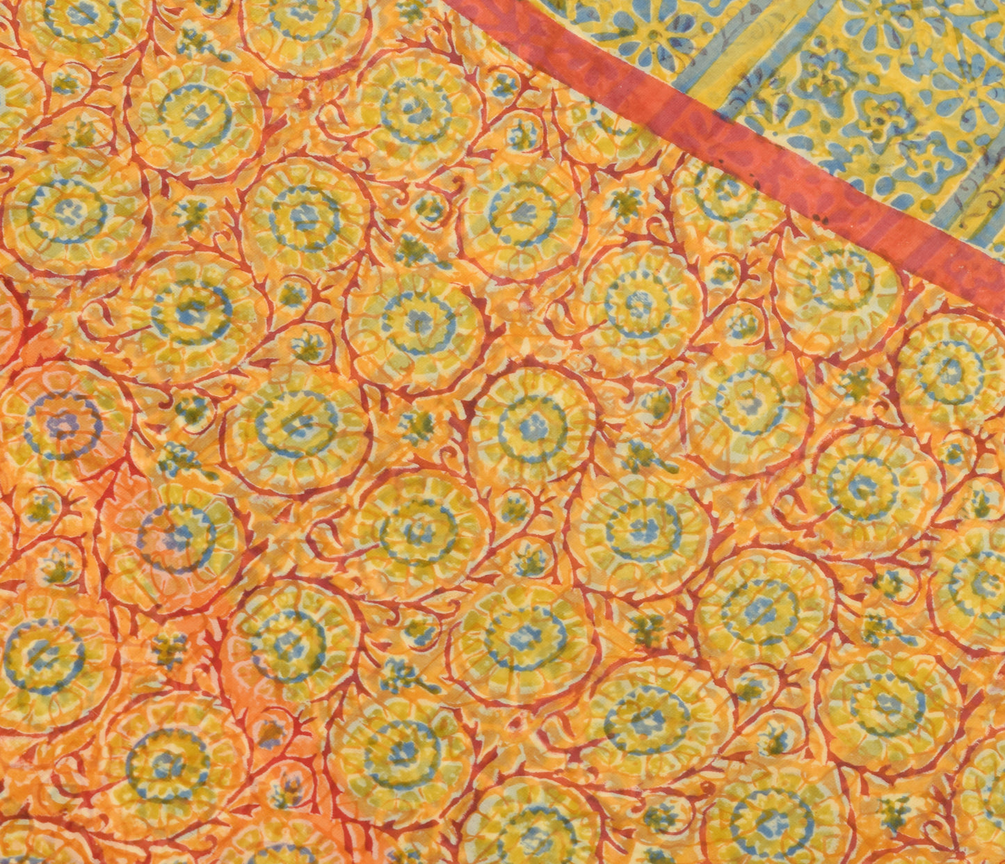 Sushila Vtg Saree Georgette Silk Floral Printed with Patch Work Border Fabric