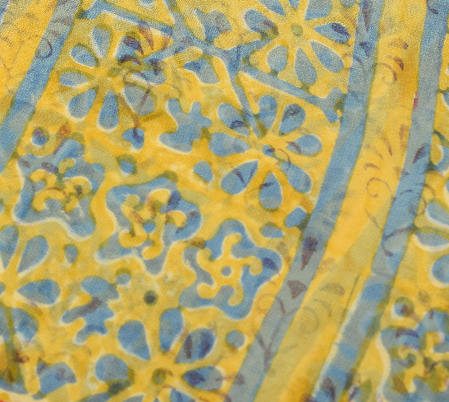 Sushila Vtg Saree Georgette Silk Floral Printed with Patch Work Border Fabric