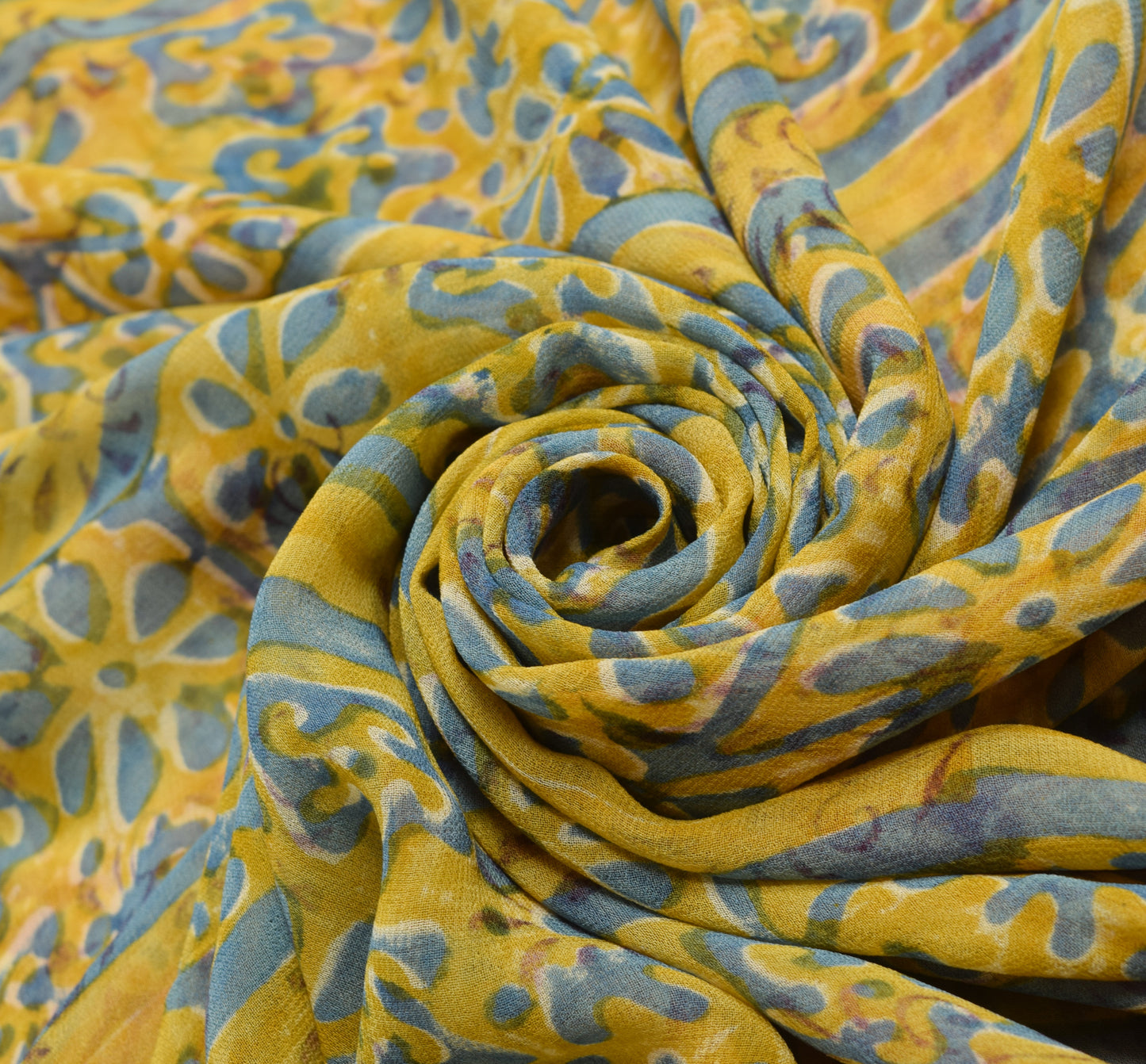 Sushila Vtg Saree Georgette Silk Floral Printed with Patch Work Border Fabric