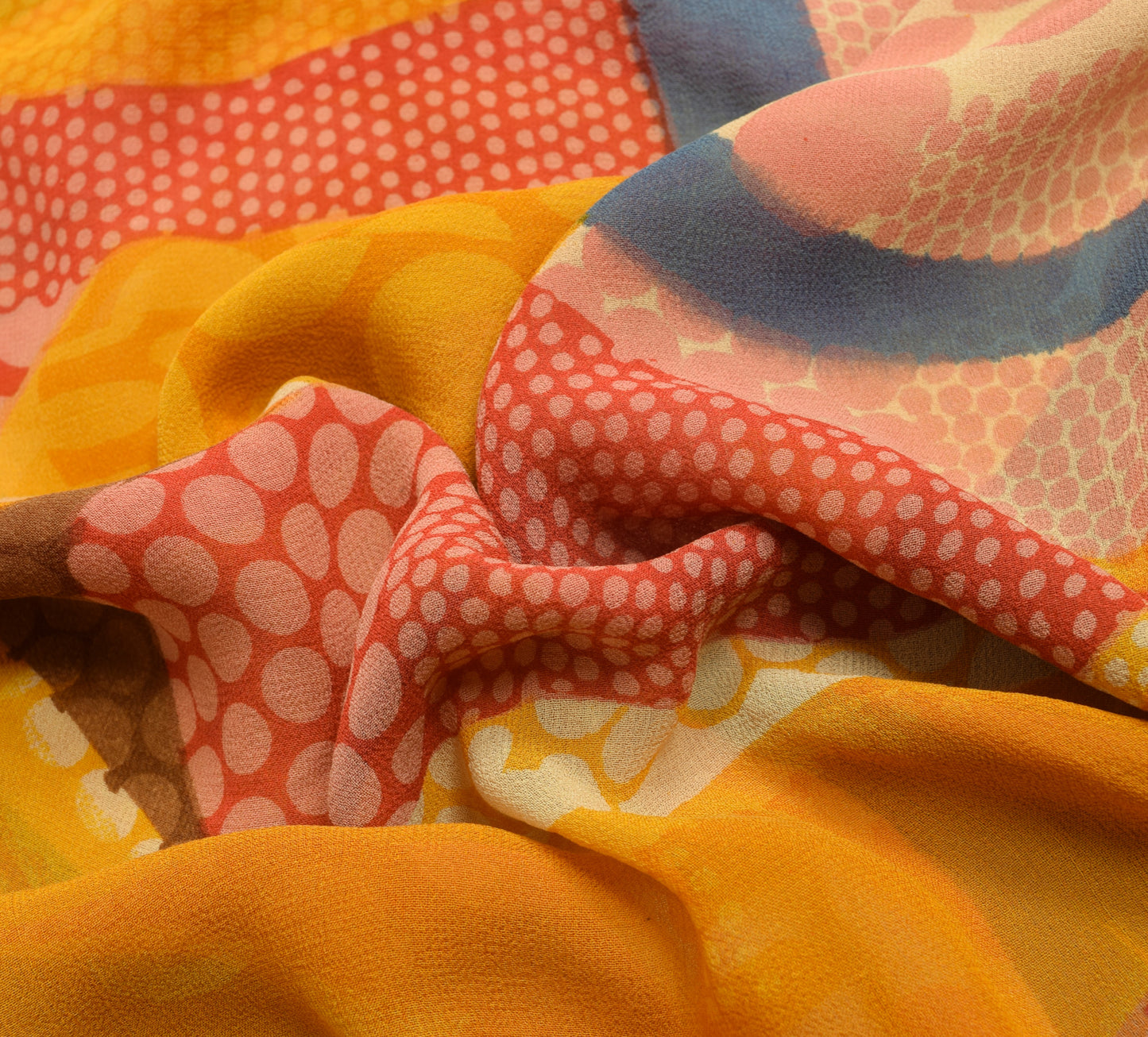 Sushila Vintage Saree 100% Pure Georgette Silk Printed Abstract Craft Fabric