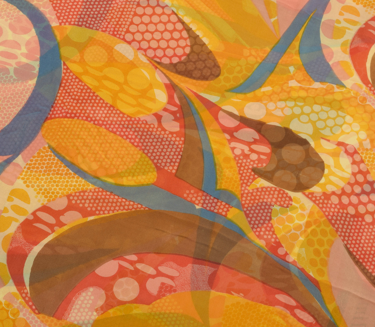 Sushila Vintage Saree 100% Pure Georgette Silk Printed Abstract Craft Fabric