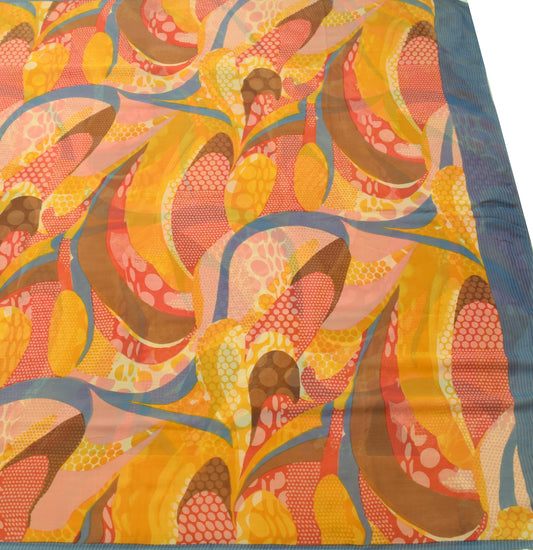 Sushila Vintage Saree 100% Pure Georgette Silk Printed Abstract Craft Fabric