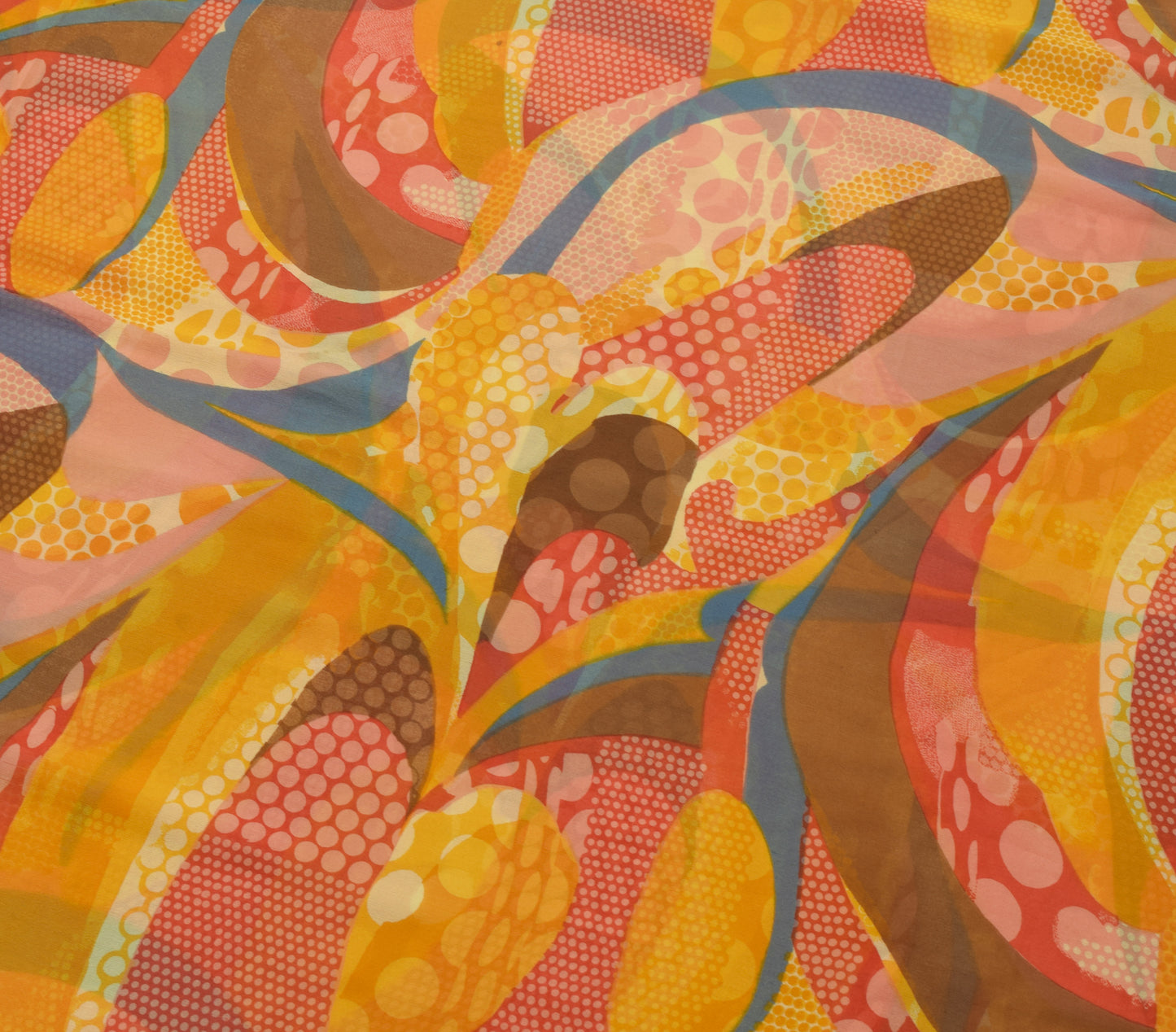 Sushila Vintage Saree 100% Pure Georgette Silk Printed Abstract Craft Fabric