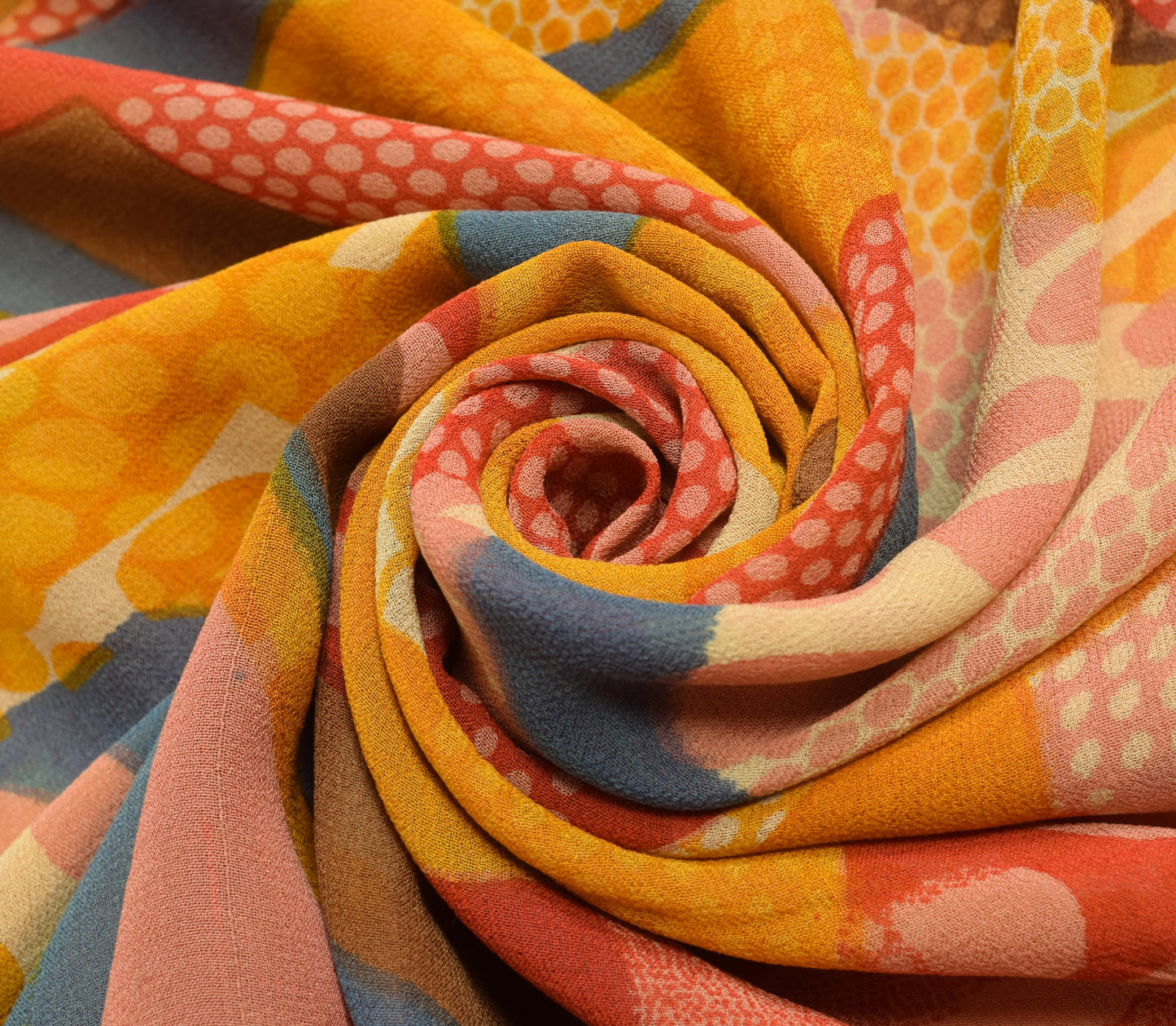 Sushila Vintage Saree 100% Pure Georgette Silk Printed Abstract Craft Fabric