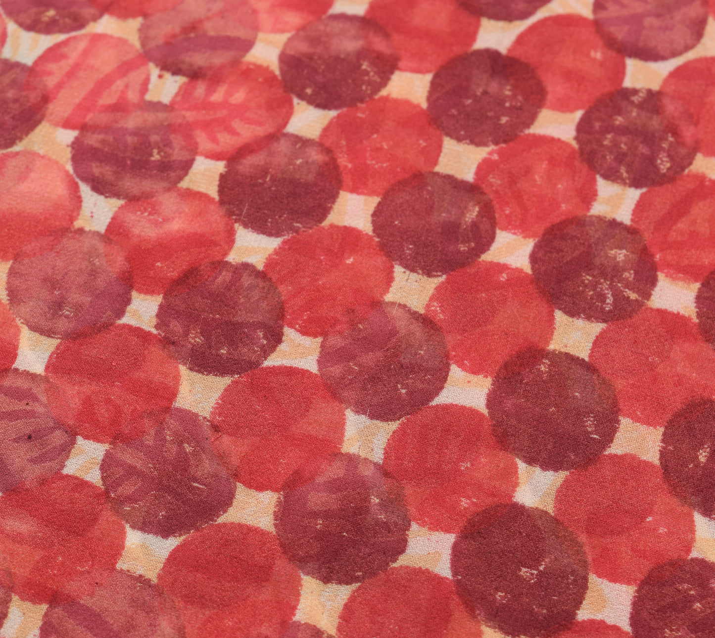 Sushila Vintage Cream Saree Pure Georgette Silk Printed Polka Dot Craft Fabric