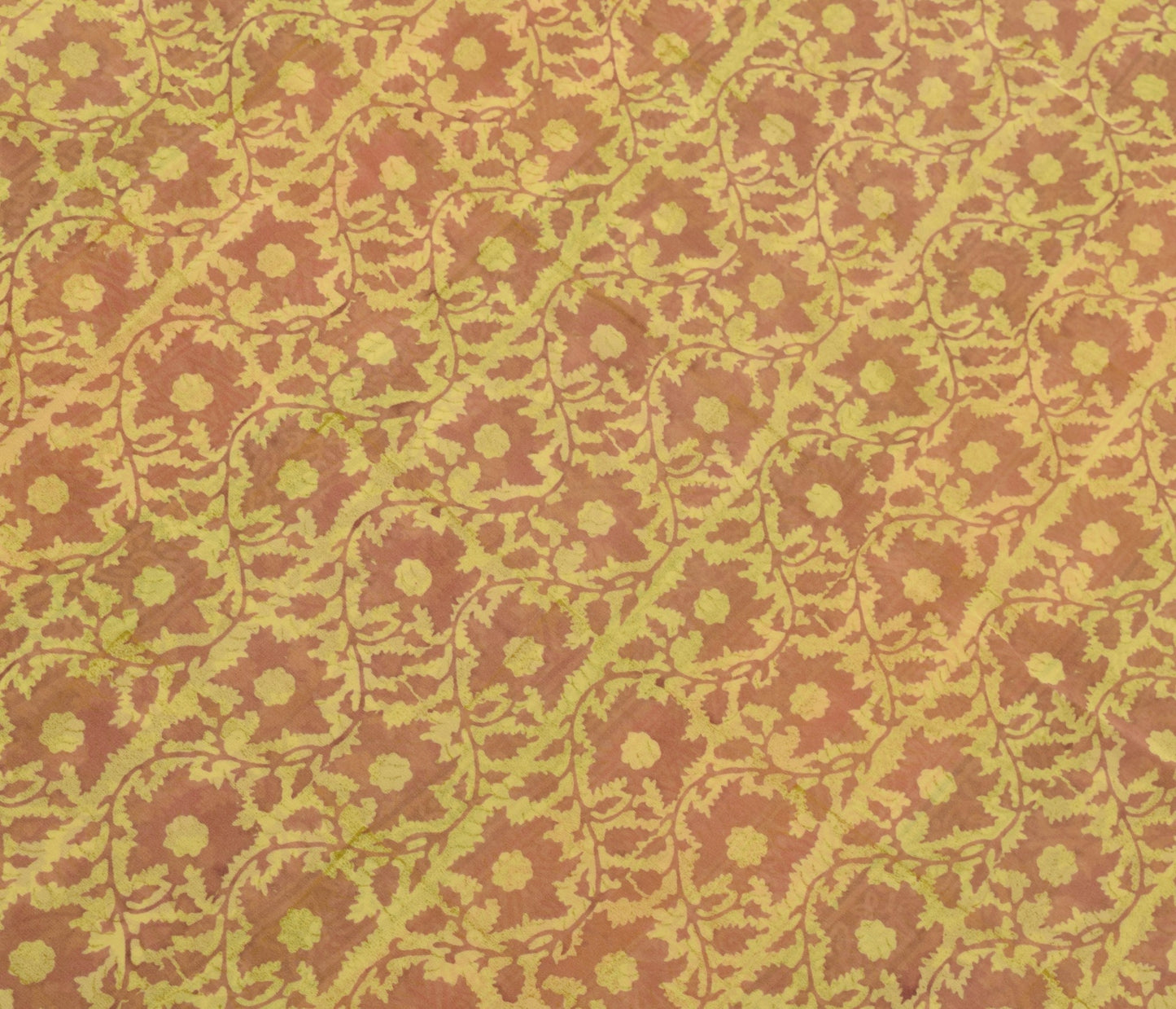 Sushila Vintage Saree 100% Pure Georgette Silk Green Floral Printed Craft Fabric