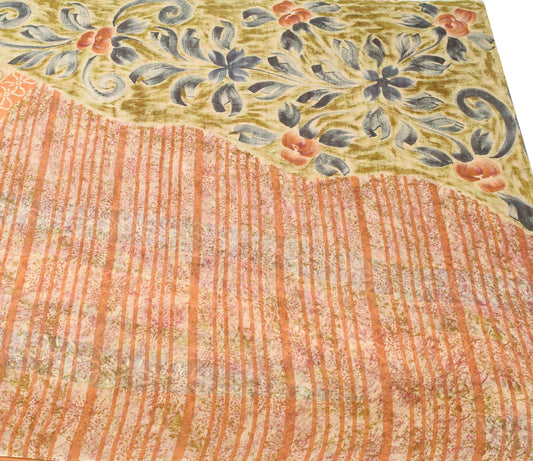 Sushila Vintage Multi-Color Saree 100% Pure Georgette Silk Printed Craft Fabric