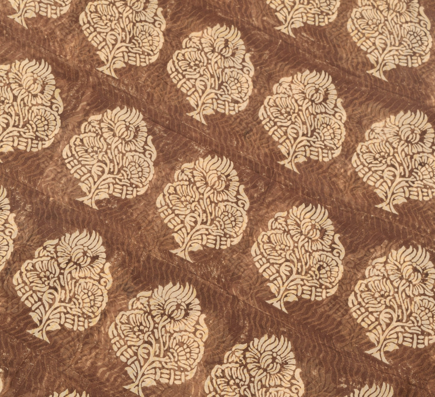 Sushila Vintage Brown Saree 100%Pure Georgette Silk Printed & Woven Craft Fabric