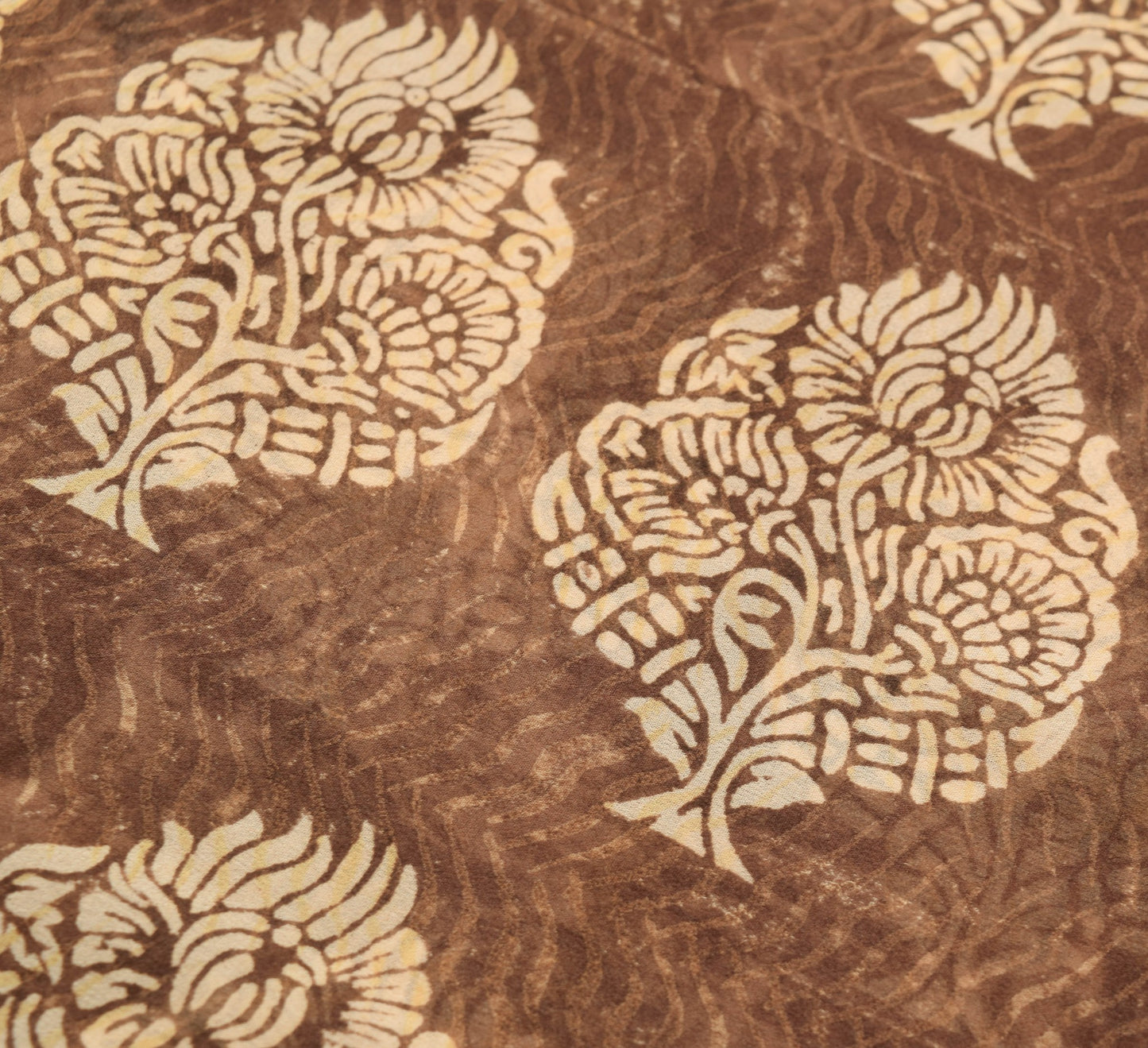 Sushila Vintage Brown Saree 100%Pure Georgette Silk Printed & Woven Craft Fabric