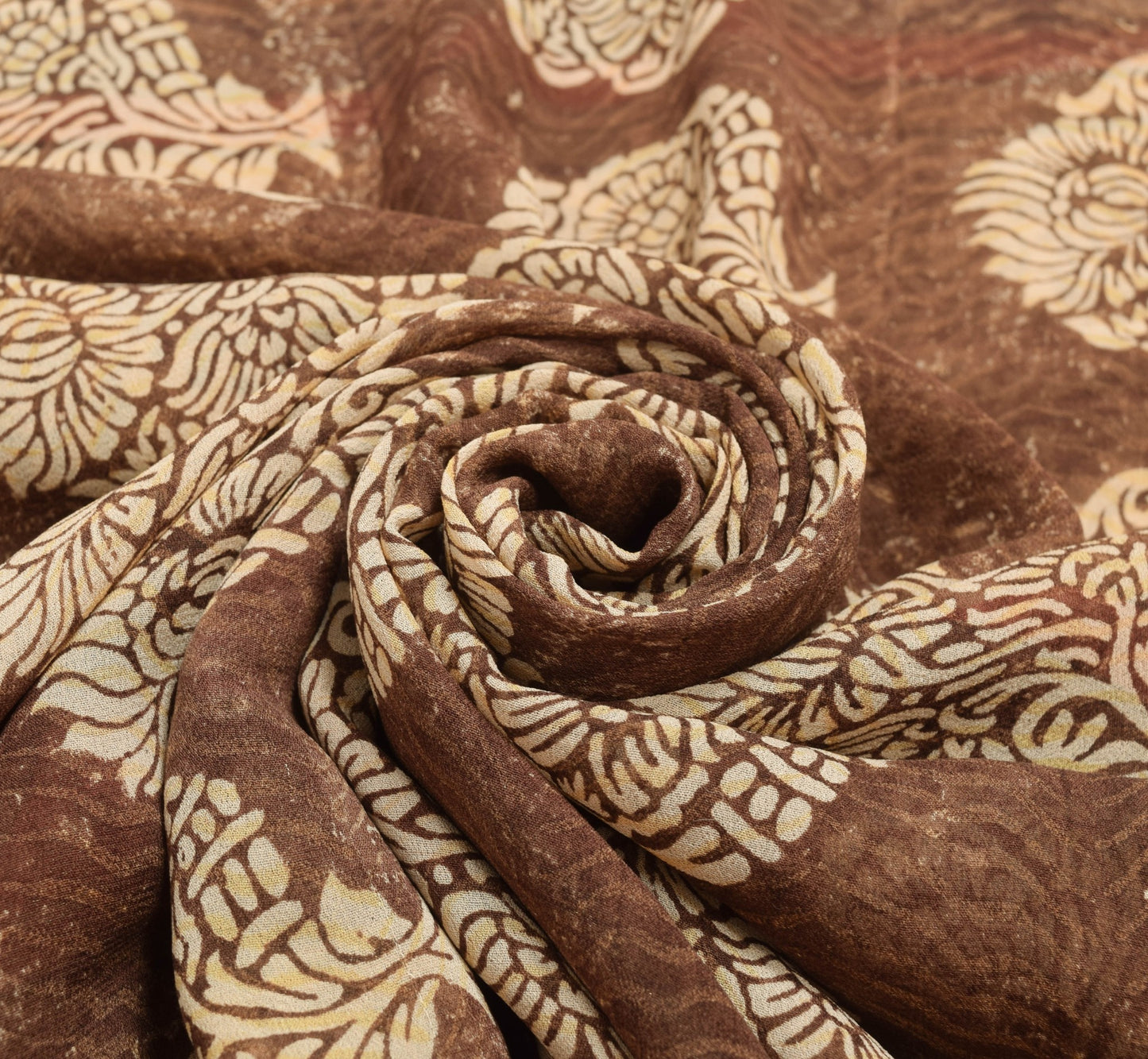 Sushila Vintage Brown Saree 100%Pure Georgette Silk Printed & Woven Craft Fabric