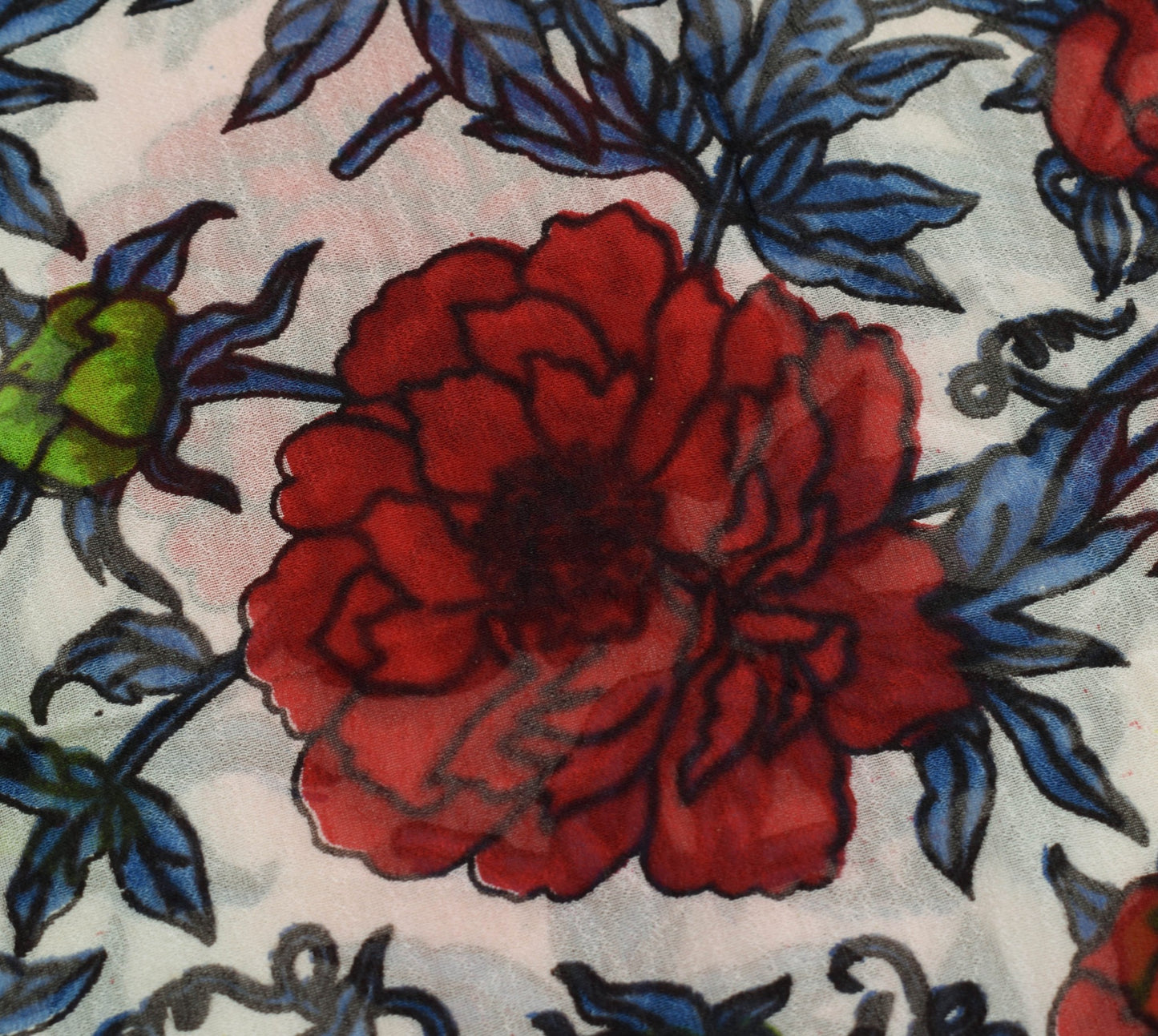 Sushila Vintage White Floral Saree 100% Pure Georgette Silk Printed Craft Fabric