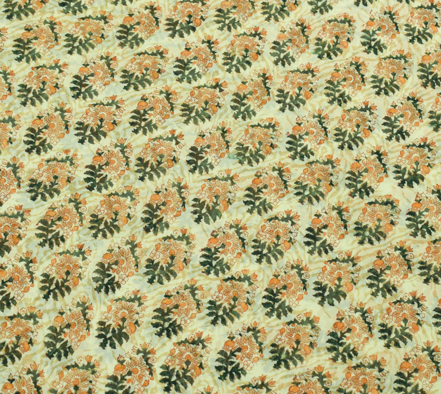 Sushila Vintage Green Saree 100% Pure Georgette Silk Printed Floral Craft Fabric