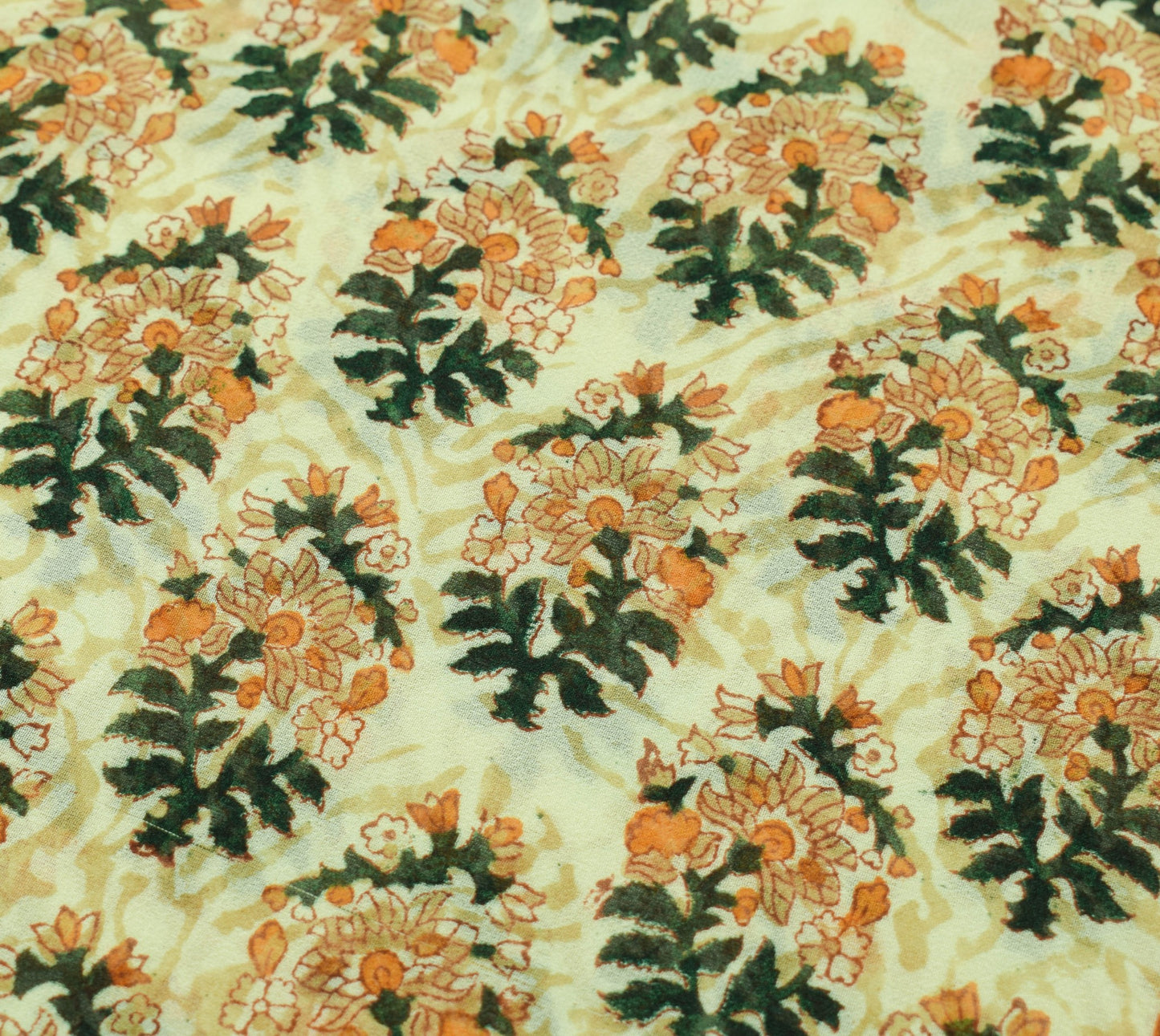 Sushila Vintage Green Saree 100% Pure Georgette Silk Printed Floral Craft Fabric