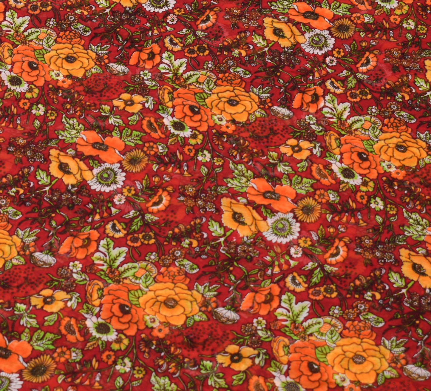 Sushila Vintage Beautiful Red Saree Pure Georgette Silk Printed Craft Fabric