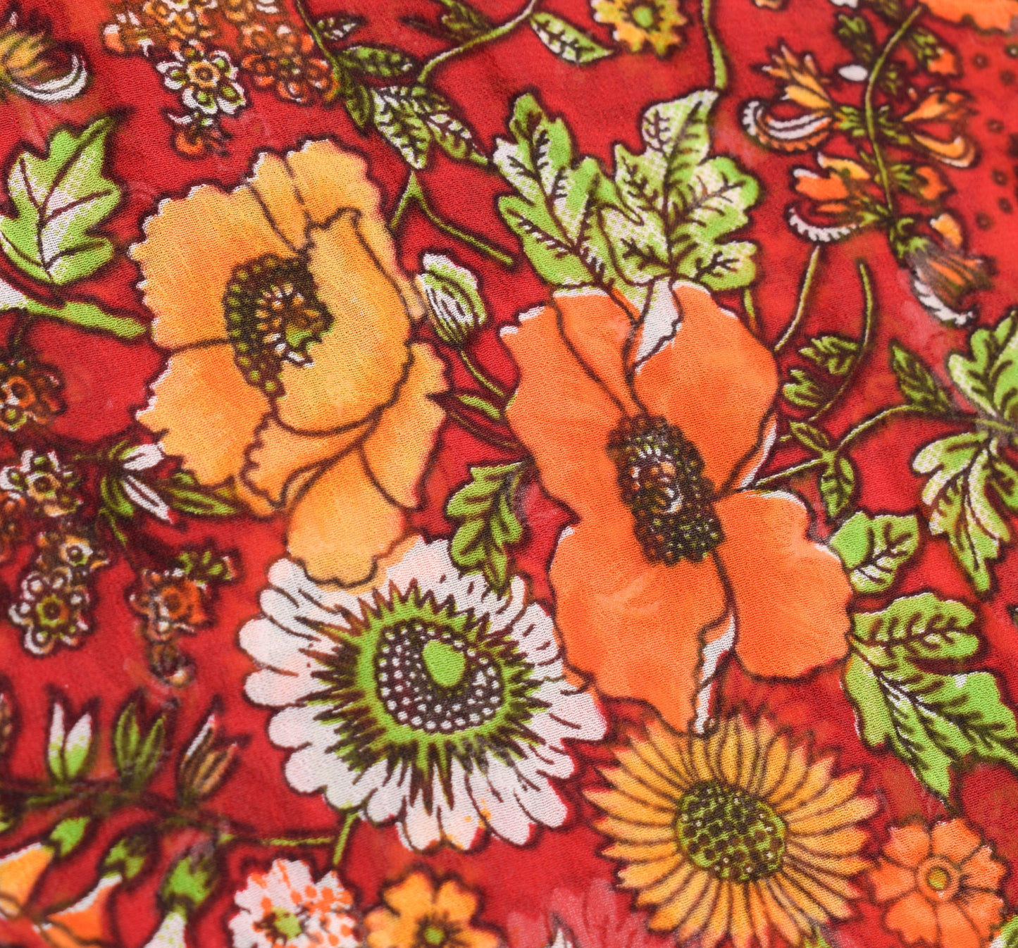 Sushila Vintage Beautiful Red Saree Pure Georgette Silk Printed Craft Fabric