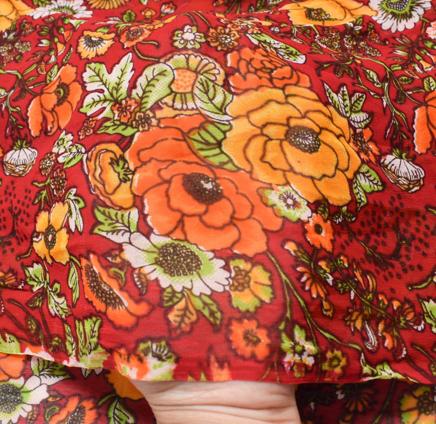 Sushila Vintage Beautiful Red Saree Pure Georgette Silk Printed Craft Fabric