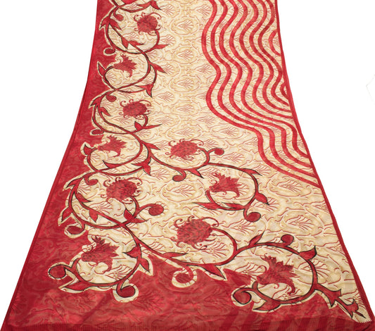 Sushila Vintage Branded Saree Pure Georgette Silk Printed Floral Craft Fabric