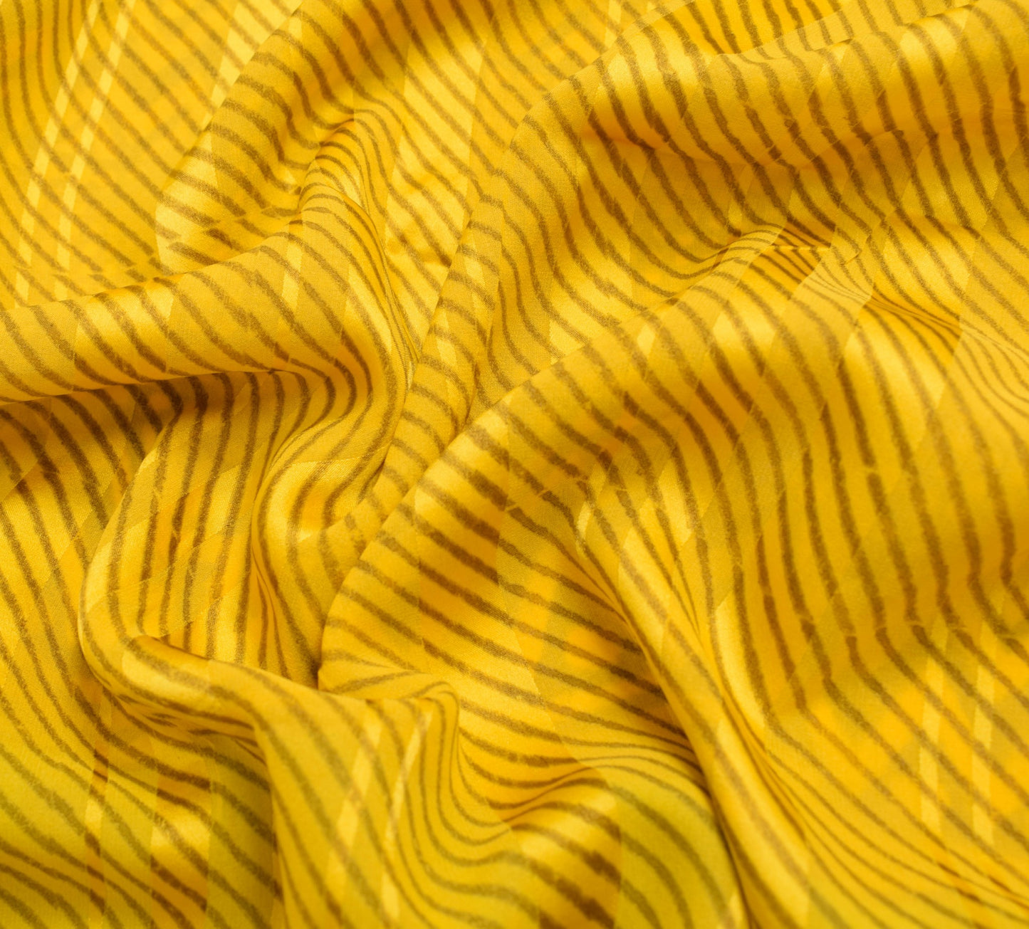 Sushila Vtg Yellow Saree  Georgette Silk Stripes Printed Stylish Branded Fabric