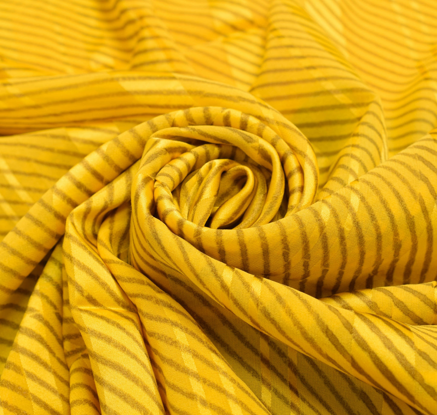 Sushila Vtg Yellow Saree  Georgette Silk Stripes Printed Stylish Branded Fabric