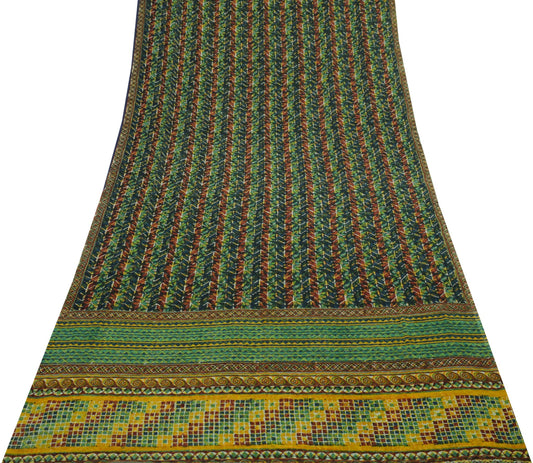 Sushila Vintage Saree 100% Pure Georgette Silk Printed Multi-Color Craft Fabric