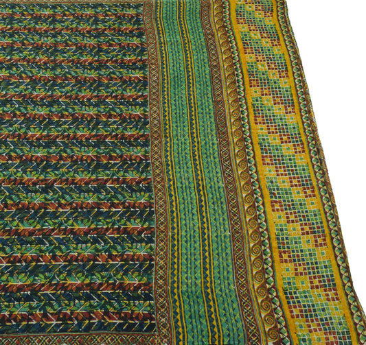 Sushila Vintage Saree 100% Pure Georgette Silk Printed Multi-Color Craft Fabric