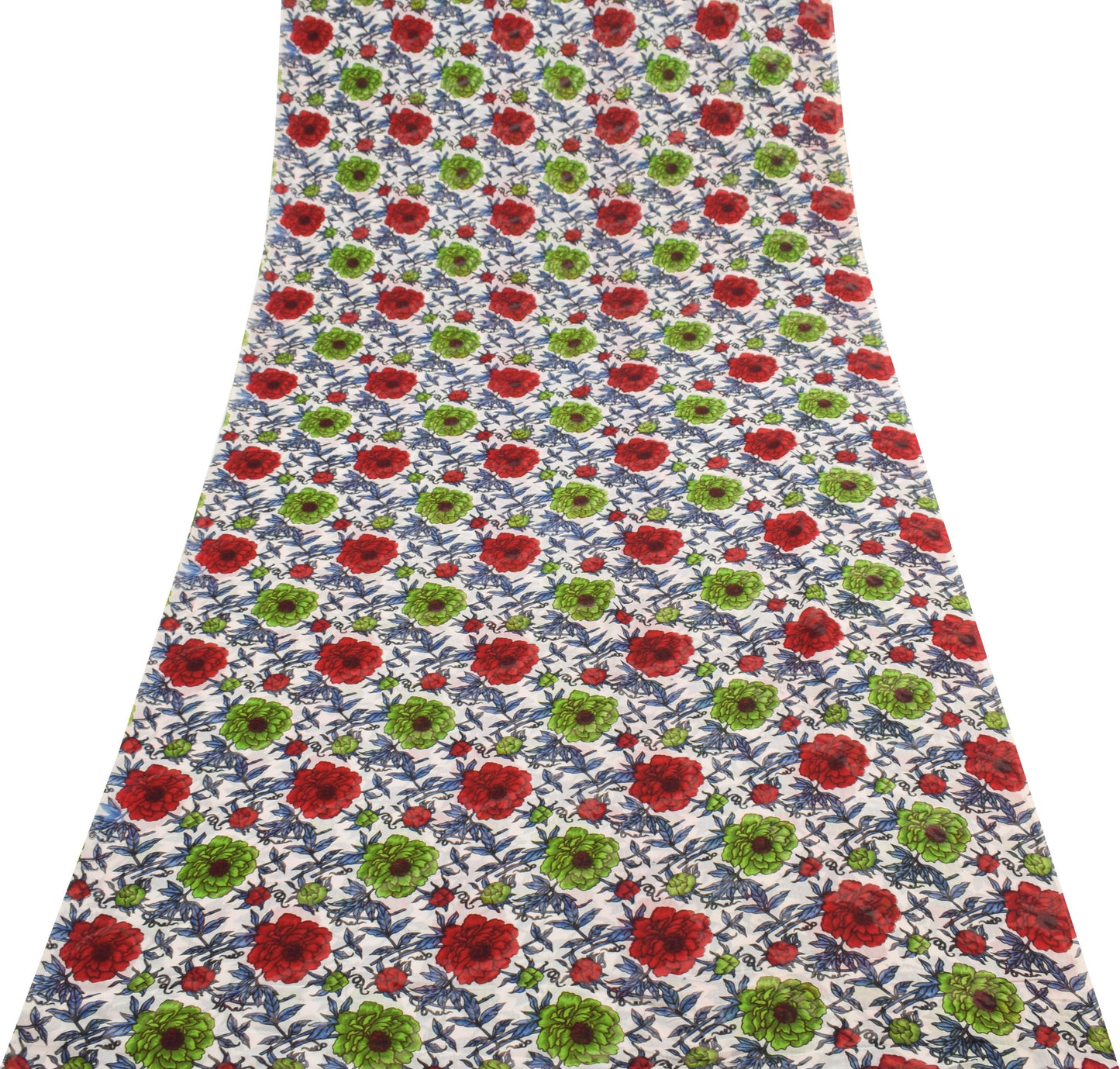 Sushila Vintage Saree 100% Pure Georgette Silk White Floral Printed Craft Fabric