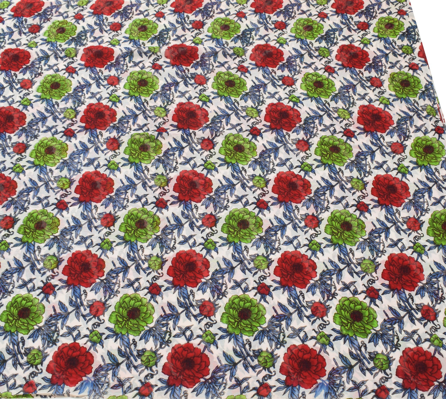 Sushila Vintage Saree 100% Pure Georgette Silk White Floral Printed Craft Fabric