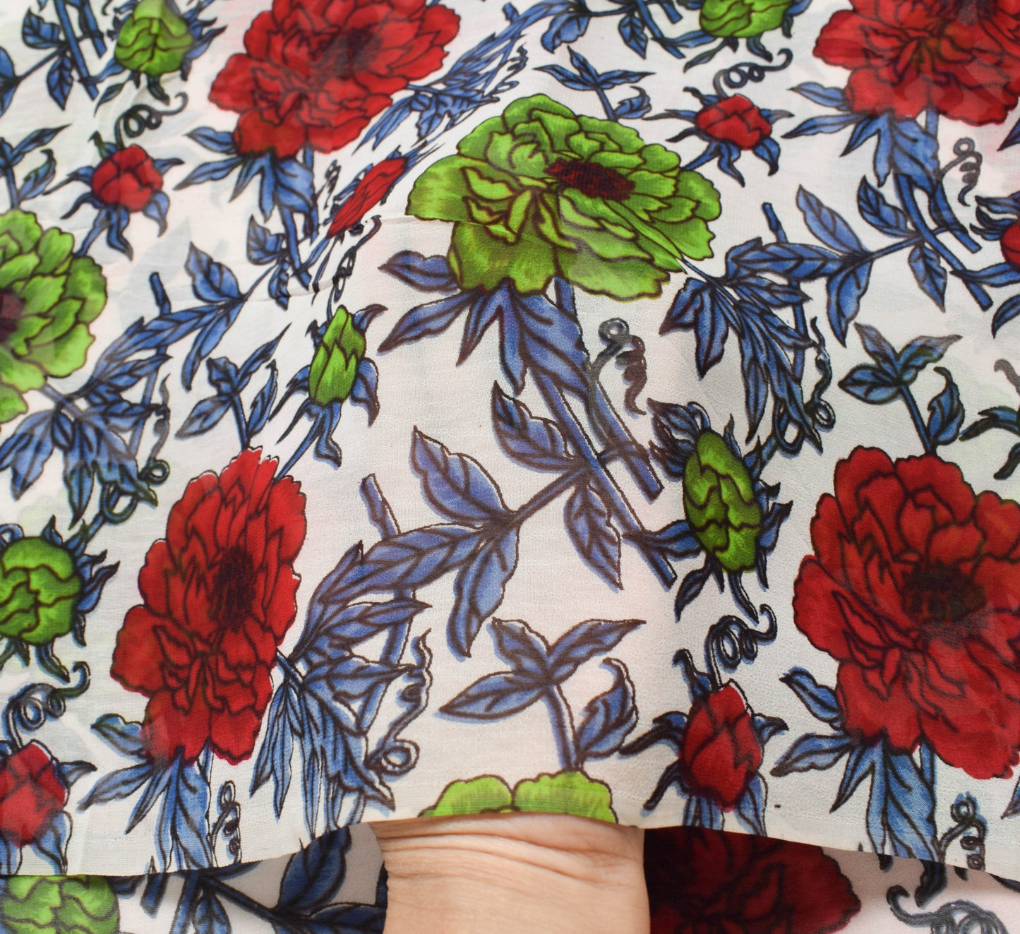 Sushila Vintage Saree 100% Pure Georgette Silk White Floral Printed Craft Fabric