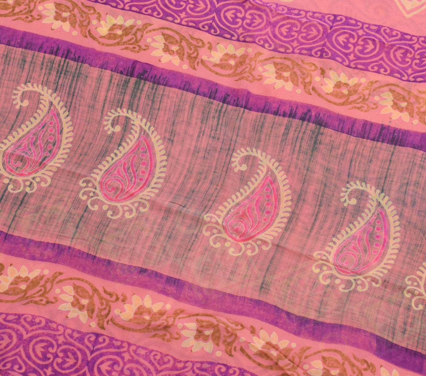 Sushila Vintage Pink Saree Pure Georgette Silk Hand Block Printed Craft Fabric