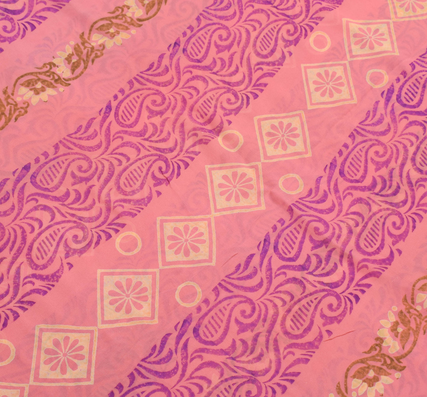 Sushila Vintage Pink Saree Pure Georgette Silk Hand Block Printed Craft Fabric