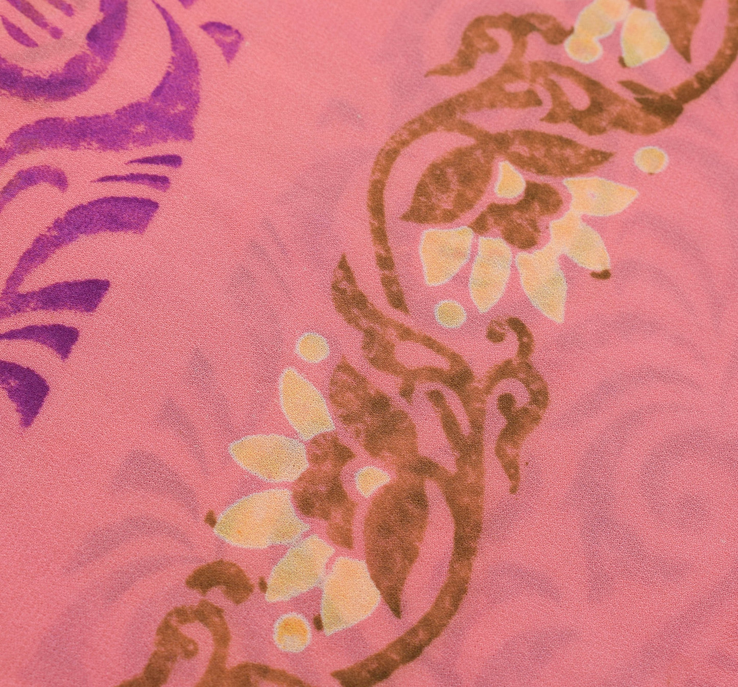 Sushila Vintage Pink Saree Pure Georgette Silk Hand Block Printed Craft Fabric