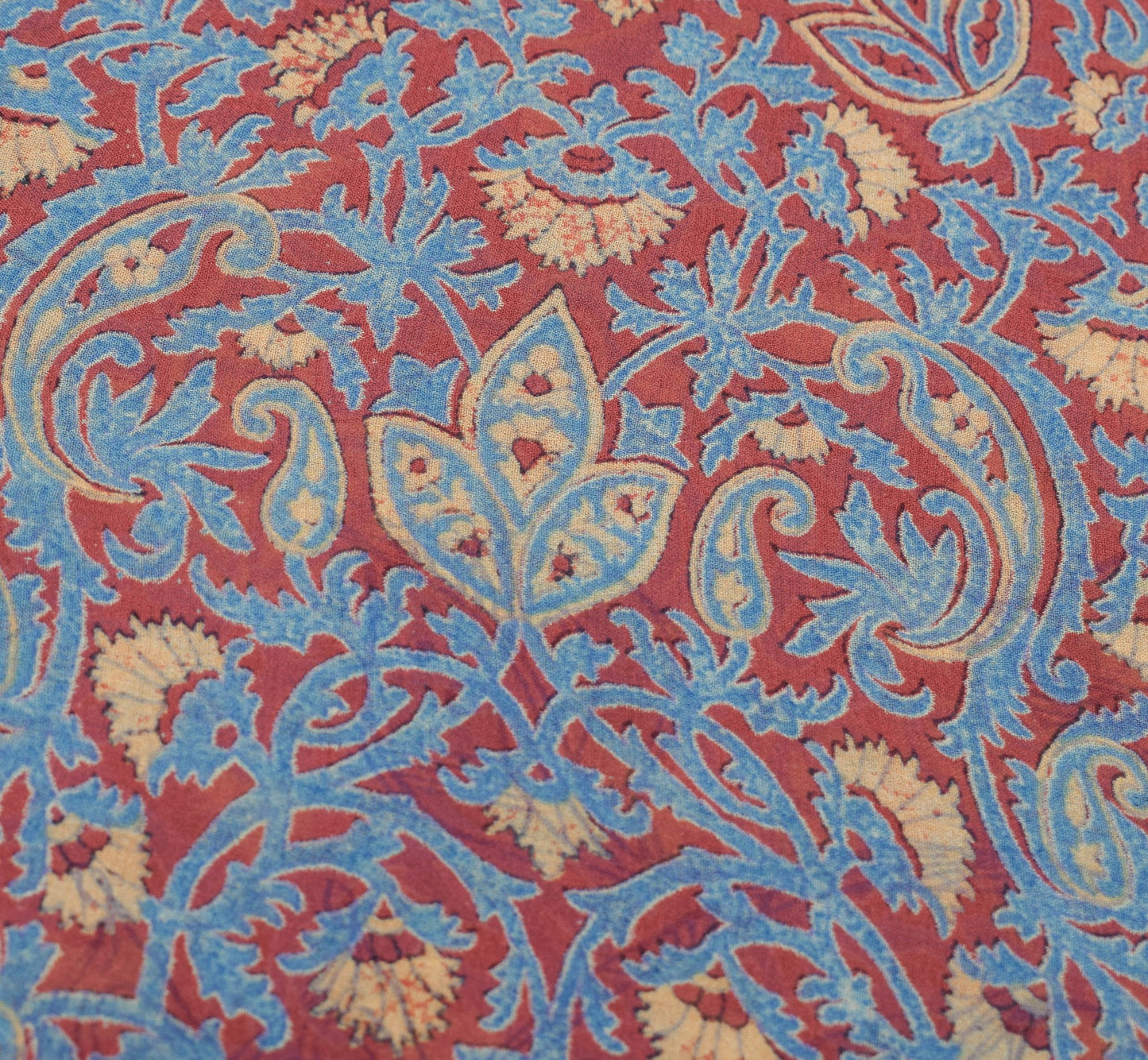 Sushila Vintage Saree 100%Pure Georgette Silk Printed Maroon Floral Craft Fabric