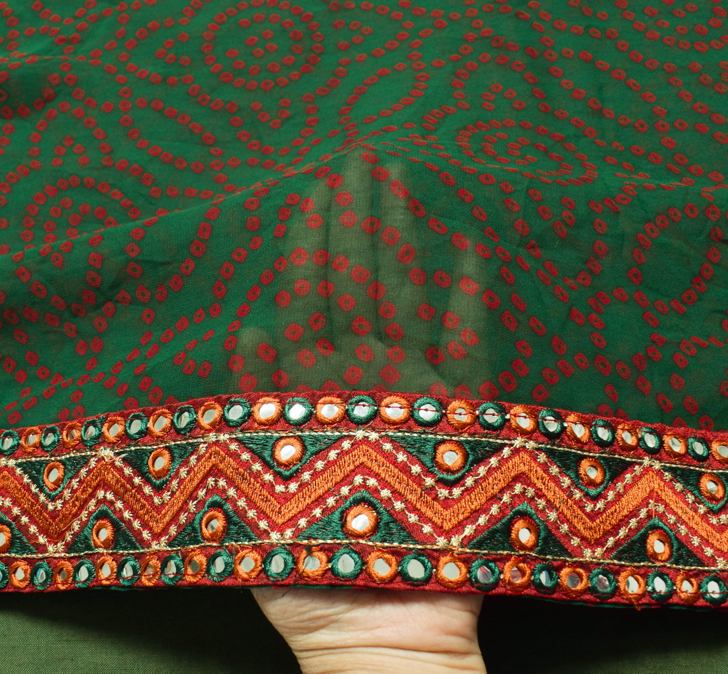 Sushila Vtg Georgette Bandhej Print Occasions Sarees For Rajasthani Bandhani