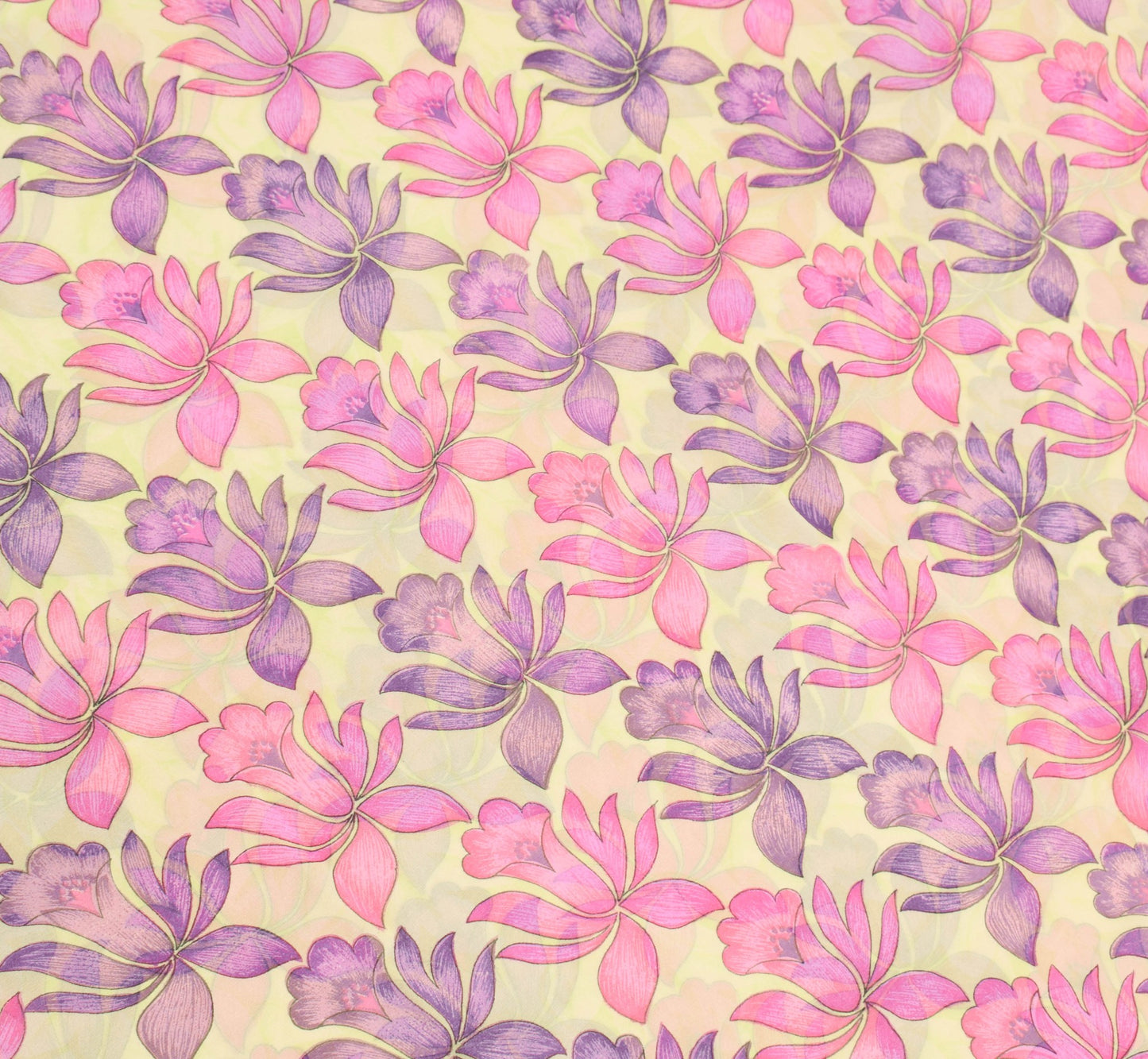 Sushila Vintage Floral Cream Saree 100% Pure Georgette Silk Printed Craft Fabric