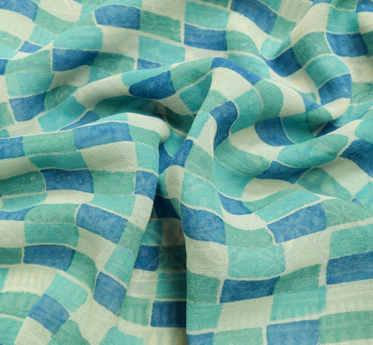 Sushila Vintage MultiColor Saree Georgette Silk Geometric Printed Branded Fabric