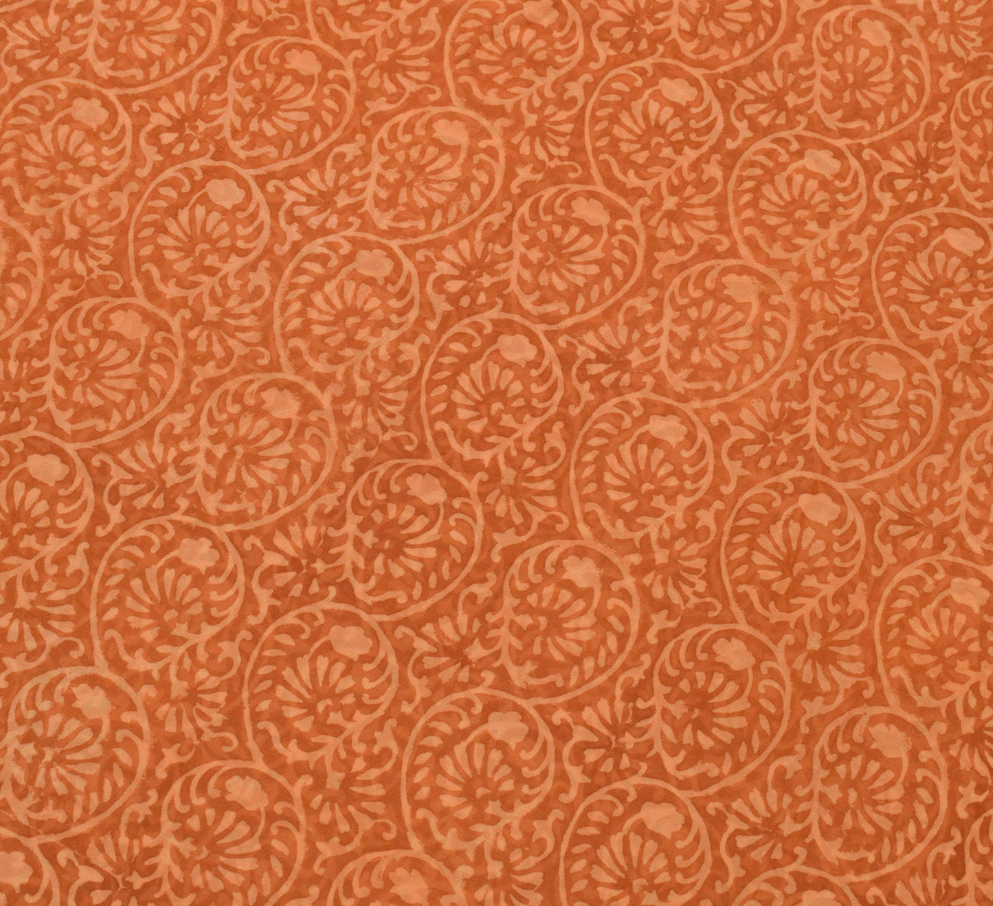 Sushila Vintage Rust Saree 100% Pure Georgette Silk Hand Printed Craft Fabric