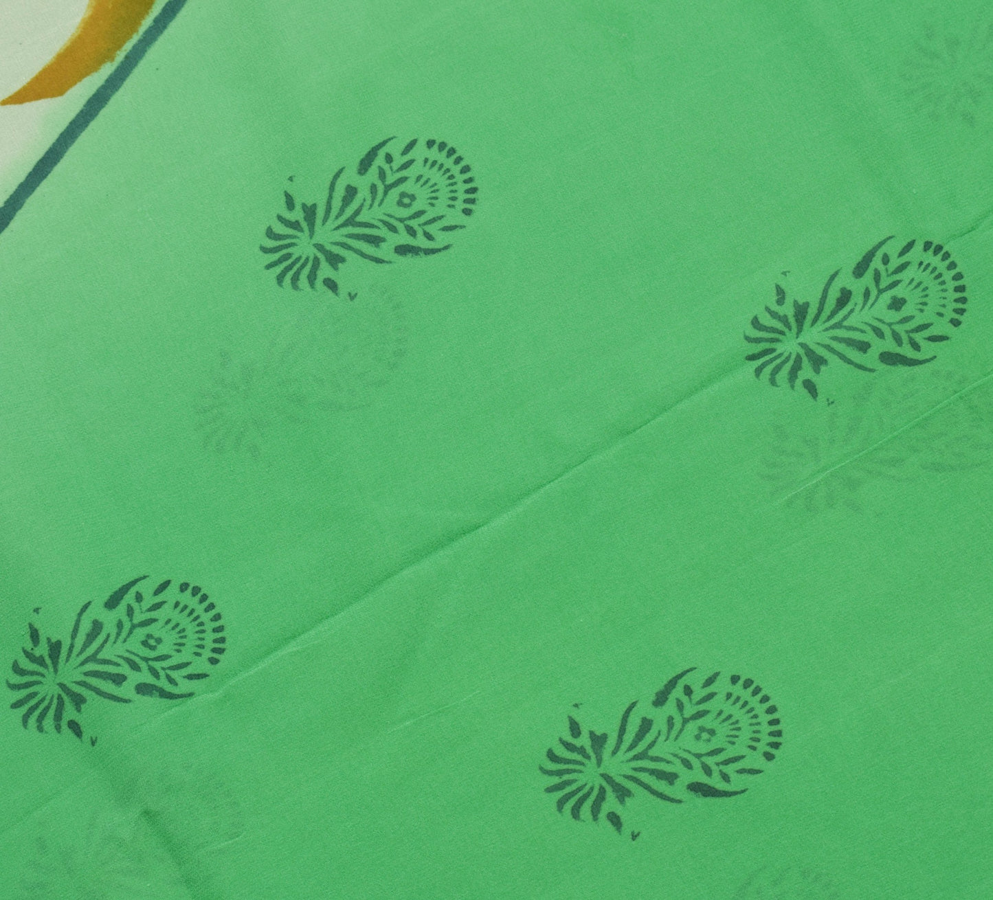 Sushila Vintage Green Floral Saree 100% Pure Georgette Silk Printed Craft Fabric