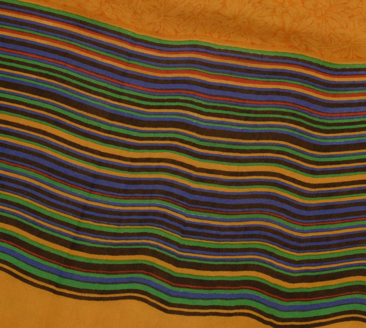 Sushila Vintage Bright Orange Saree Pure Georgette Silk Printed Craft Fabric