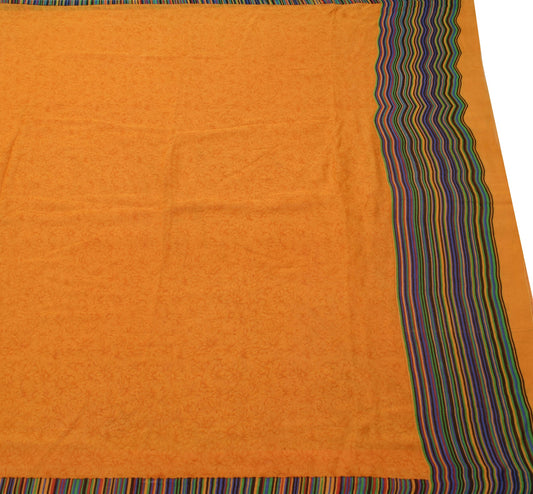 Sushila Vintage Bright Orange Saree Pure Georgette Silk Printed Craft Fabric