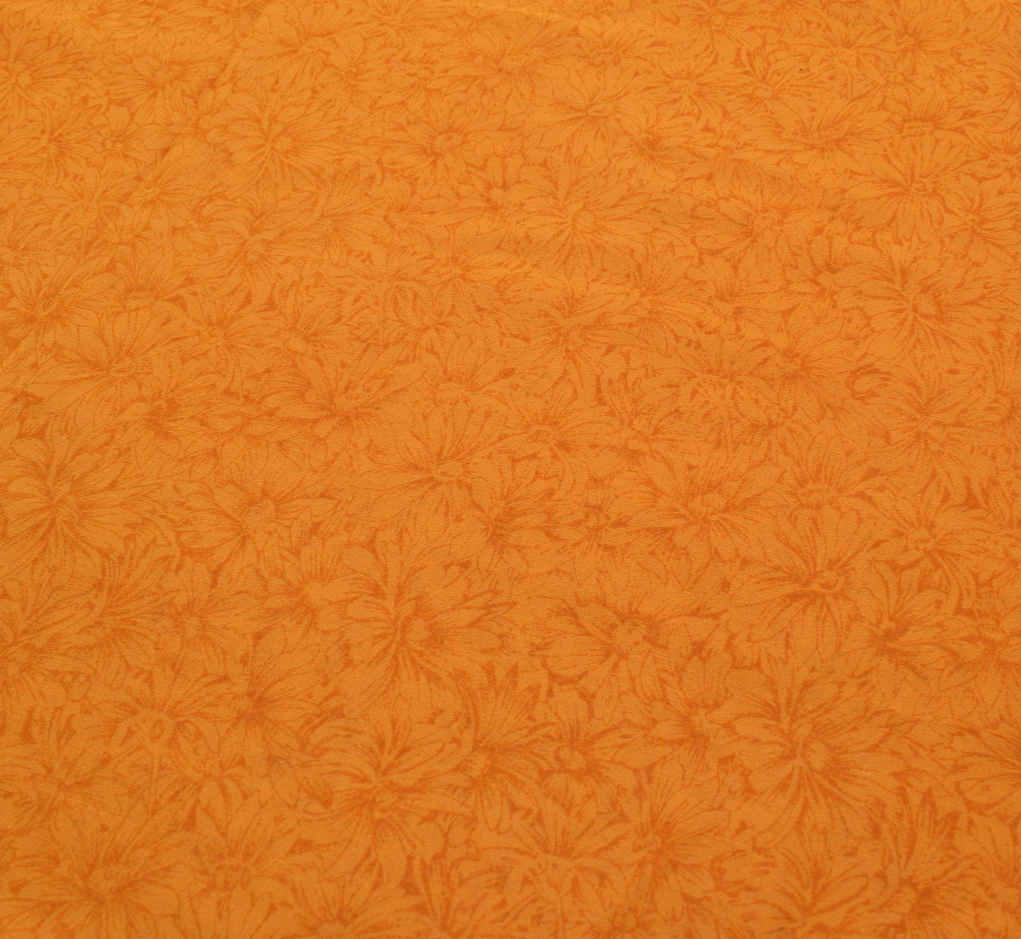 Sushila Vintage Bright Orange Saree Pure Georgette Silk Printed Craft Fabric