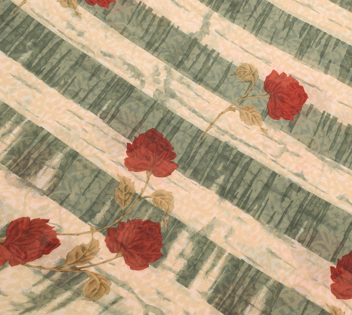 Sushila Vintage Saree 100% Pure Georgette Silk Printed Floral Dress Craft Fabric