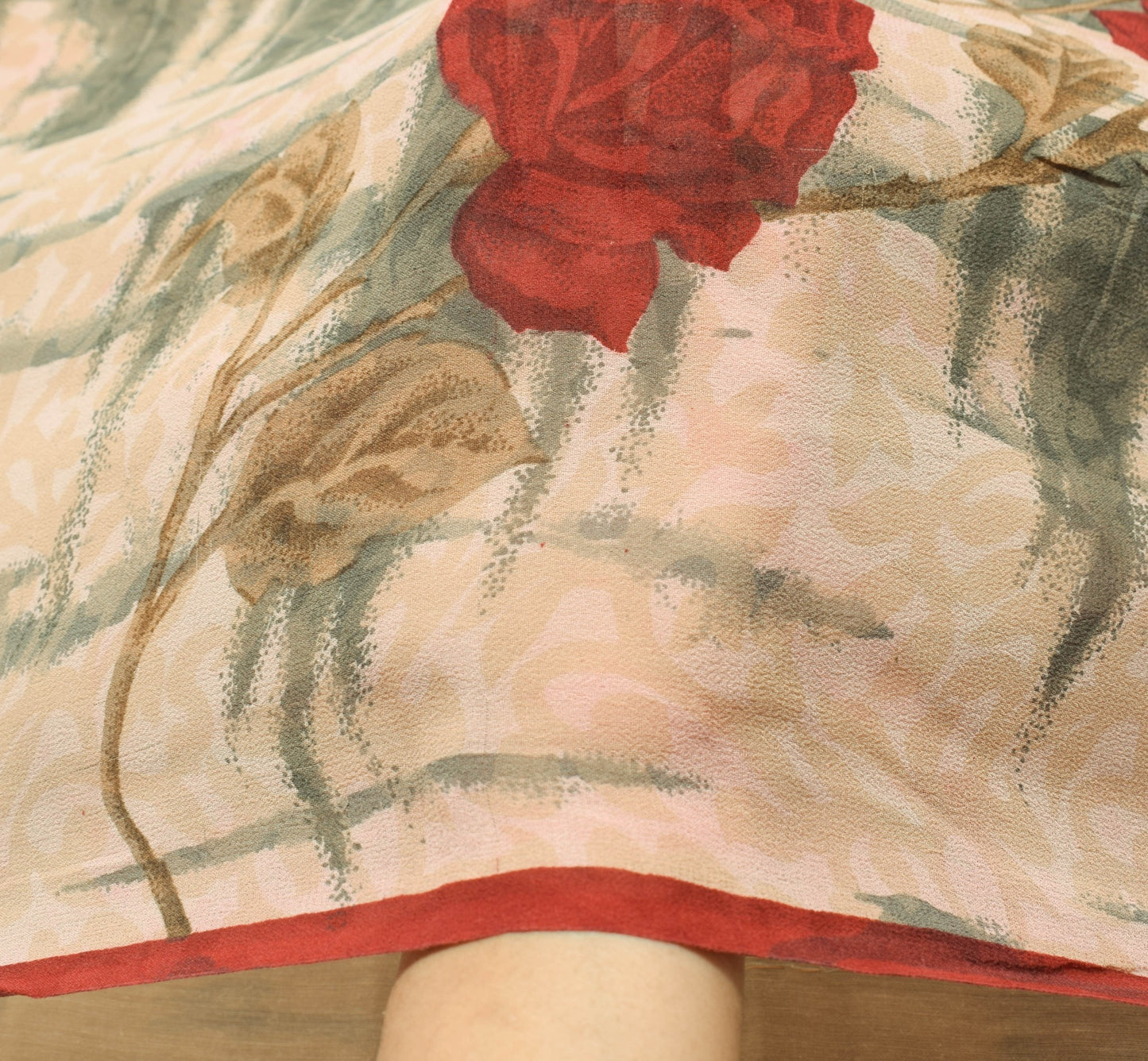 Sushila Vintage Saree 100% Pure Georgette Silk Printed Floral Dress Craft Fabric