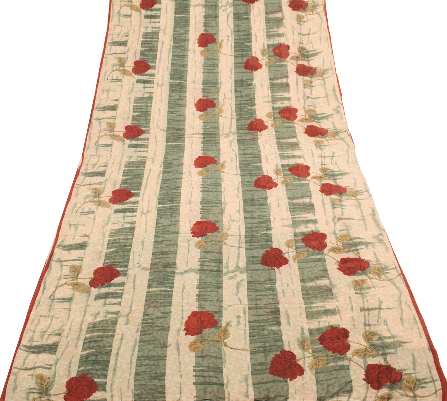 Sushila Vintage Saree 100% Pure Georgette Silk Printed Floral Dress Craft Fabric