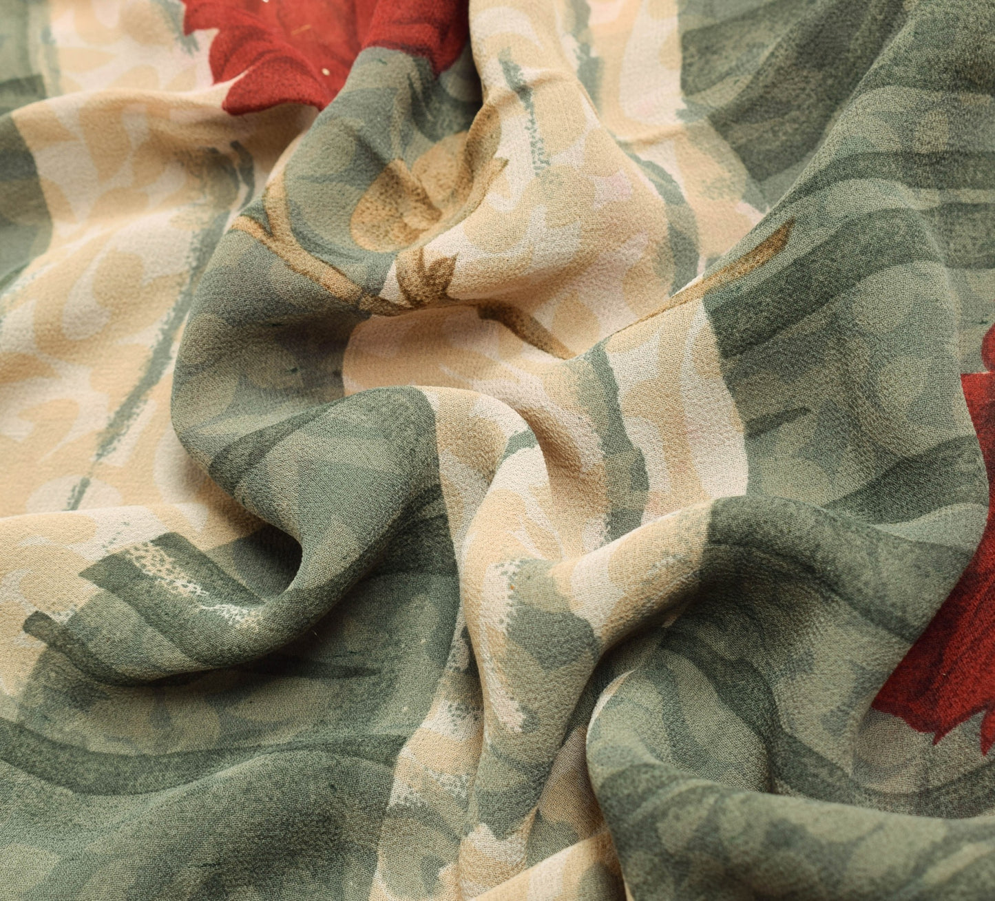 Sushila Vintage Saree 100% Pure Georgette Silk Printed Floral Dress Craft Fabric