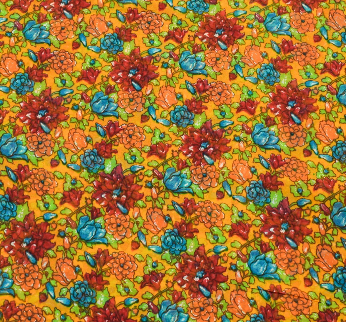 Sushila Vintage Yellow Floral Saree Pure Georgette Silk Printed Dress Fabric