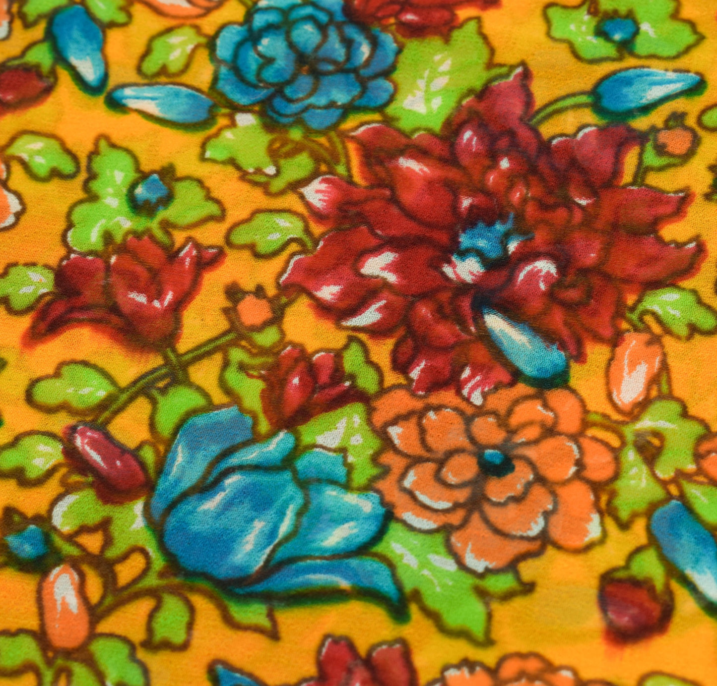 Sushila Vintage Yellow Floral Saree Pure Georgette Silk Printed Dress Fabric