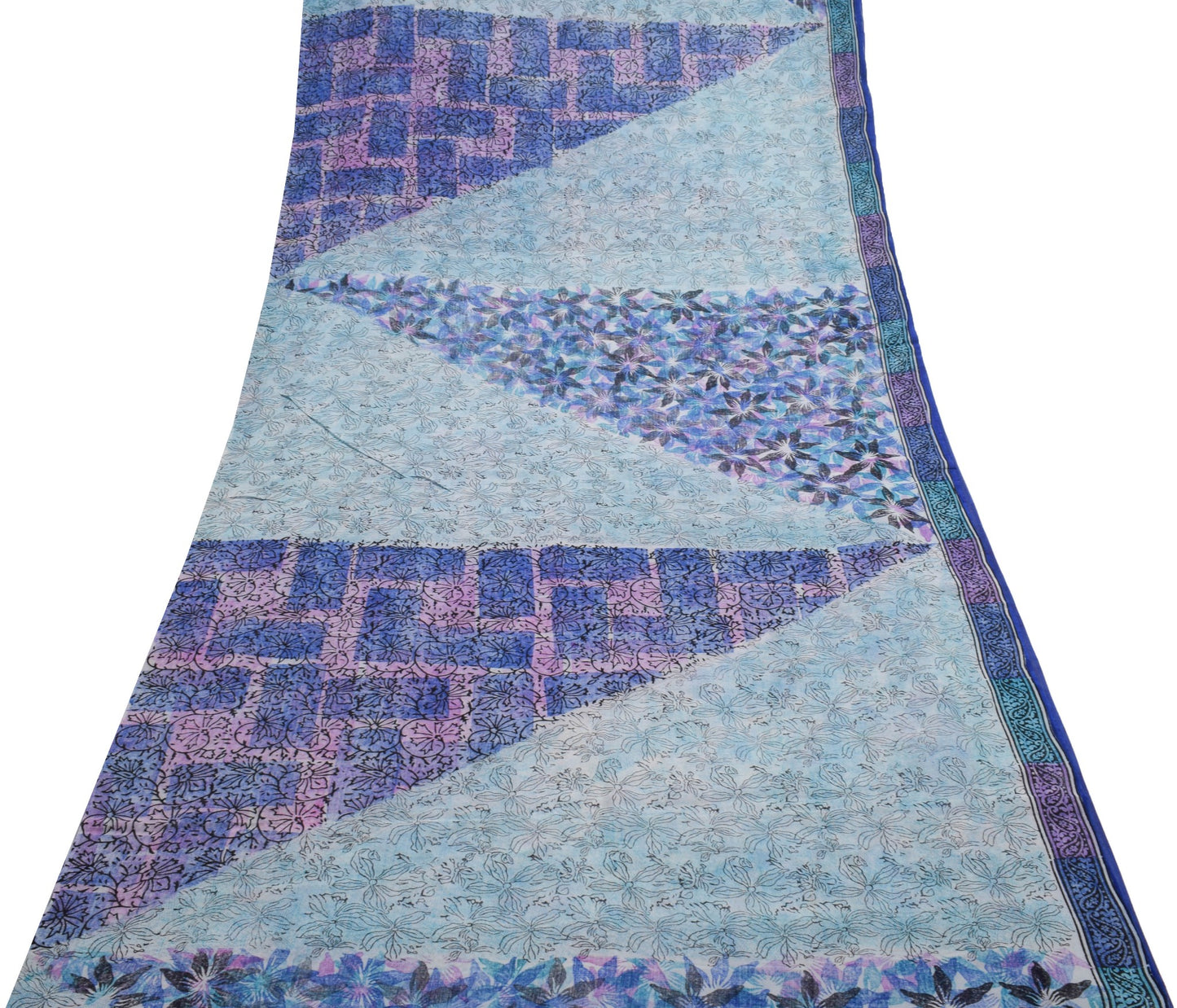 Sushila Vintage Saree Pure Georgette Silk Hand Block Printed Floral Craft Fabric