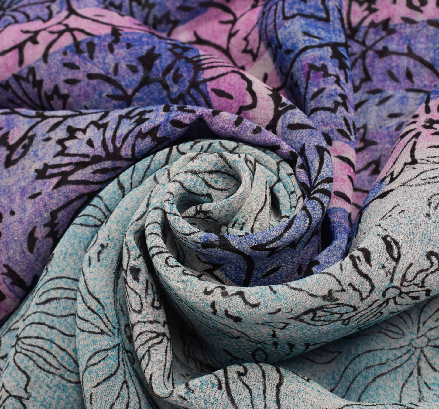 Sushila Vintage Saree Pure Georgette Silk Hand Block Printed Floral Craft Fabric